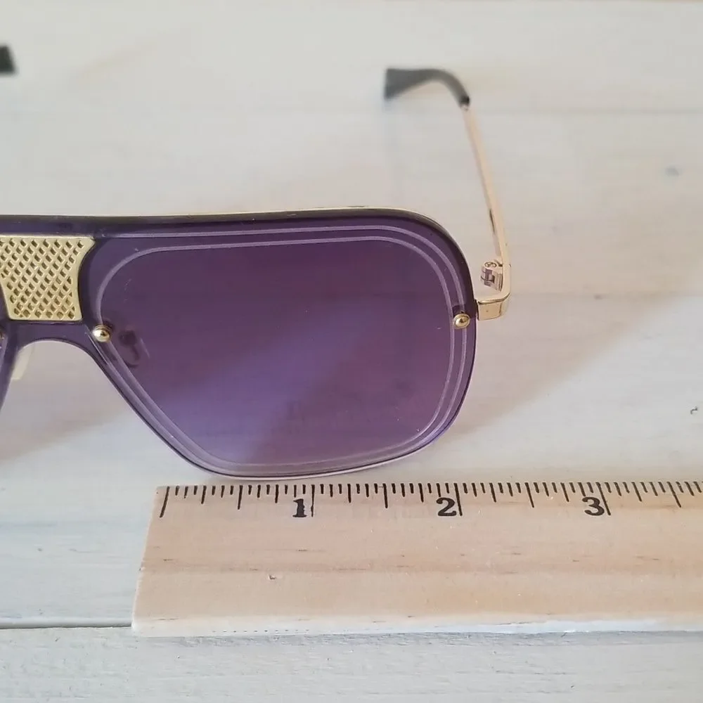 Hi Fashion Purple Sunglasses with Gold Accents Unisex